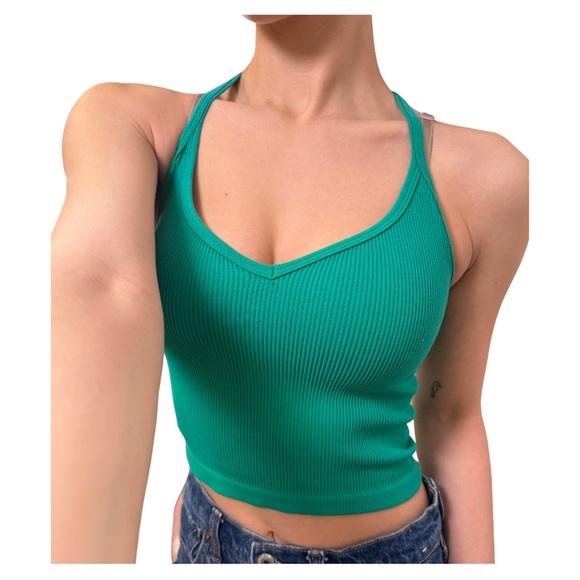 Green Ribbed Tank Top - Picture 4 of 6